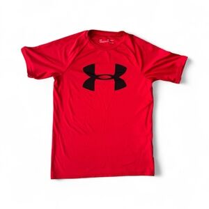 Under Armour Red HeatGear Logo T-Shirt Tee Boys Youth M